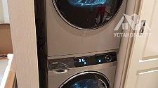 Установить и подключить стиральную машину/сушильную машину в колонну