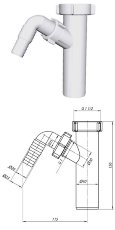 Отвод стиральной машины АНИ М140 1-1/2 дюйма х40