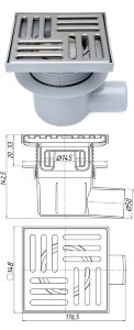 Трап канализационный горизонтальный АНИ TQ5612 150 мм, выпуск 50 мм "сухой затвор"