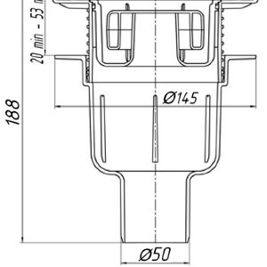 Трап канализационный вертикальный АНИ TQ5712 150 мм, выпуск 50 мм "сухой затвор"