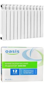 Радиатор биметаллический "OASIS" 500/80 12 секций